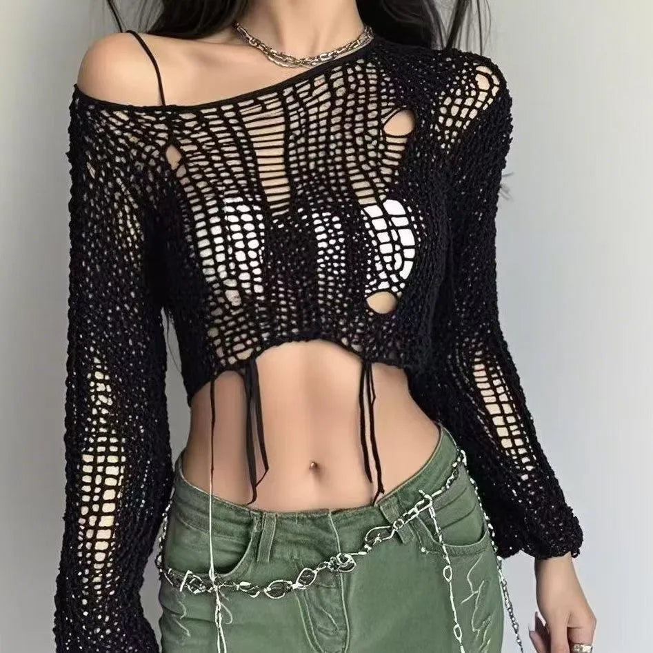 White Slash Neck Crop Sweater